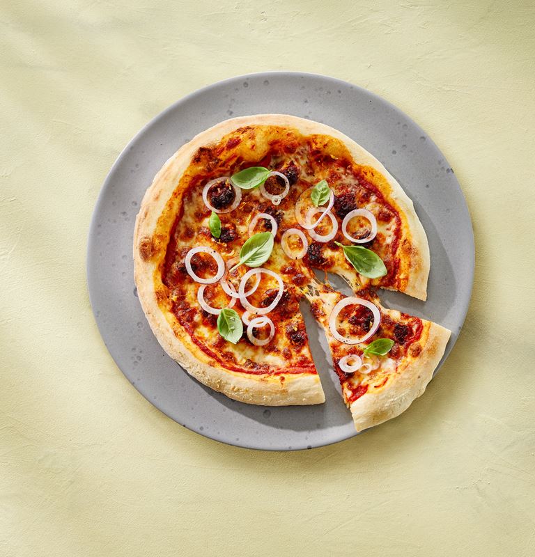 Nduja pizza with Castello® cubed mozzarella