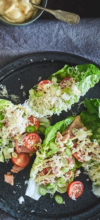 Salad wraps with tuna and Mature Cheddar
