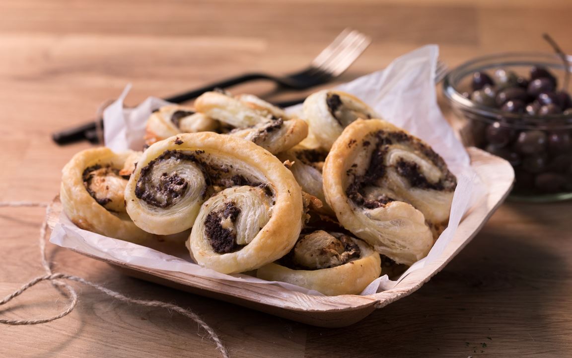 Savory palmiers with olive tapenade