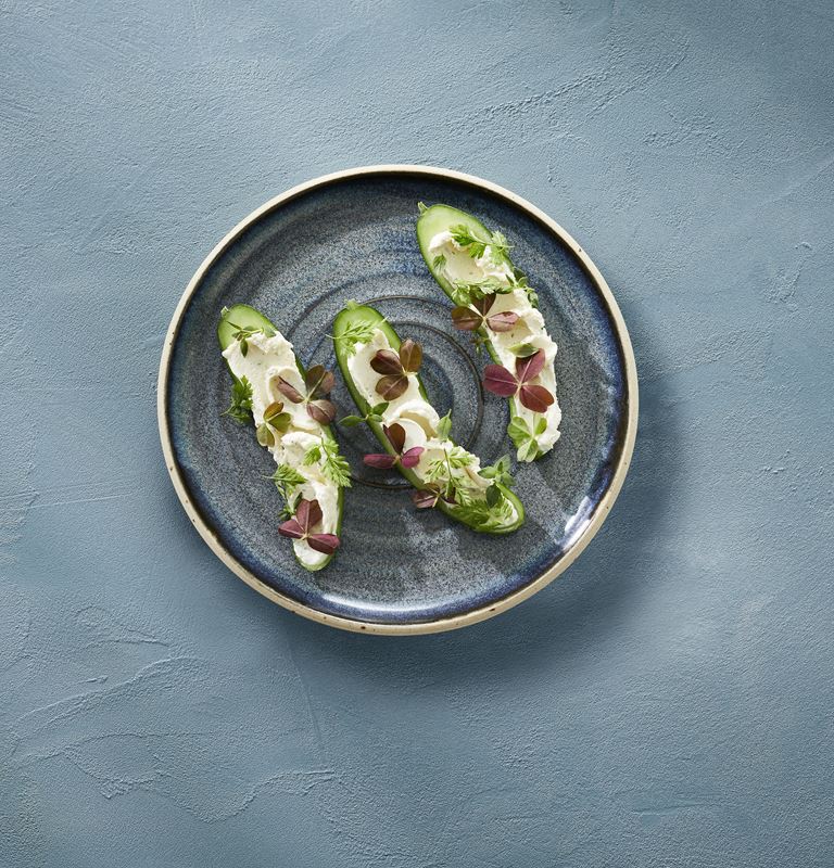 Snack cucumber with Castello® garlic whipped cream cheese