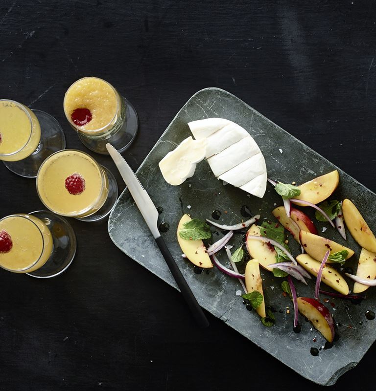 Bellini with Extra Creamy Brie & marinated peaches