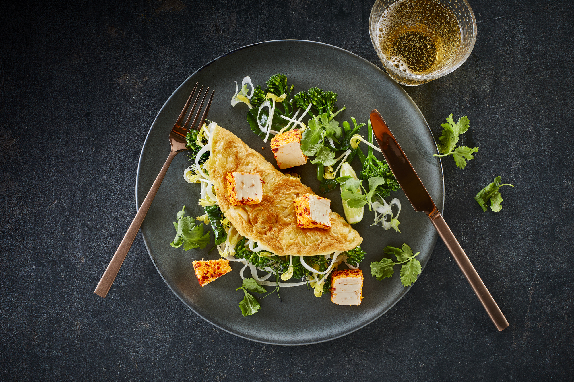 Crispy rice noodle omelette with Castello® Chilli & Ginger Cream Cheese ...