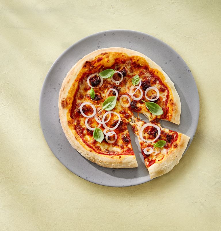 Nduja pizza with Castello® cubed mozzarella