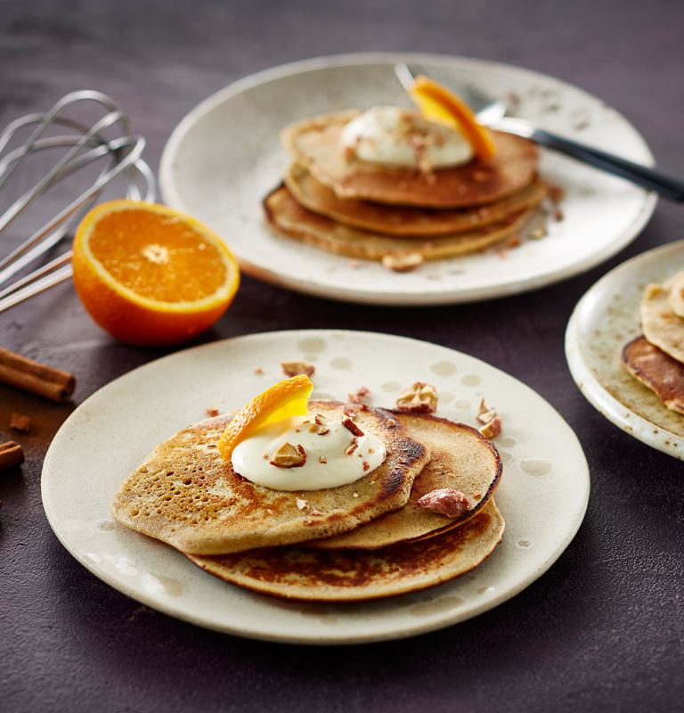 Seasonal pancakes with cinnamon and orange