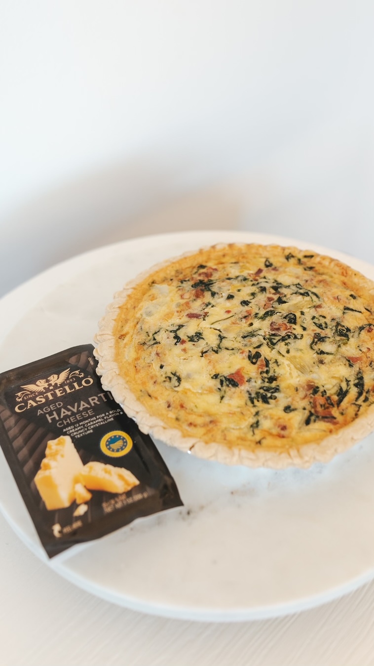 Aged Havarti, Spinach, Bacon & Artichoke Quiche Castello®️