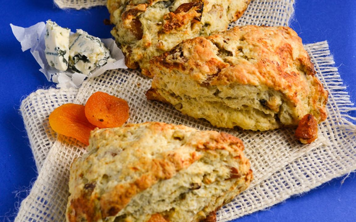 Apricot walnut and Blue Cheese scones