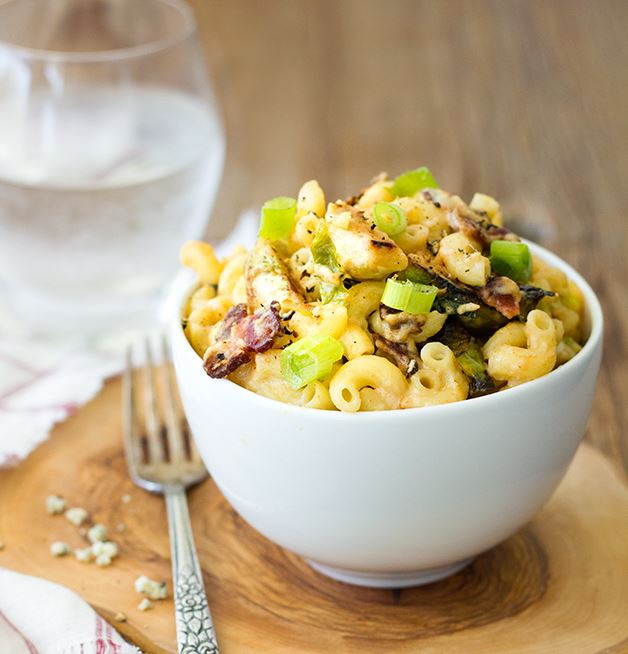 Blue Cheese, bacon & brussels sprouts mac & cheese
