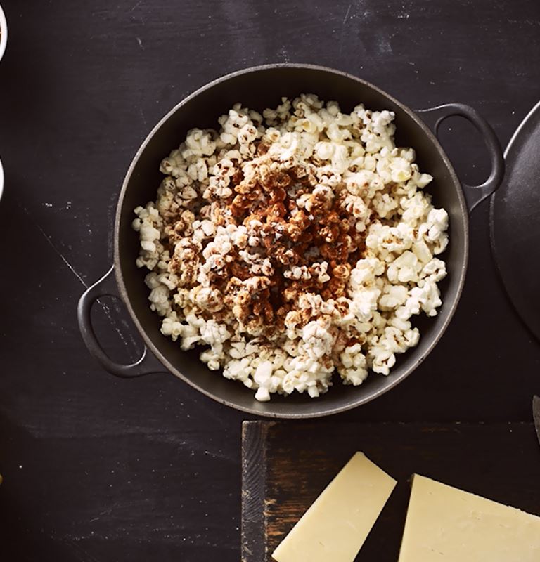Chili Cheese Popcorn with Grated Cheddar