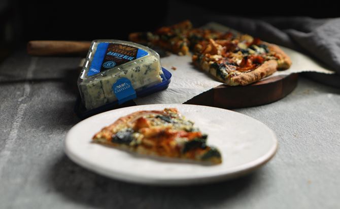 Danish Blue Cheese and BBQ Chicken Pizza