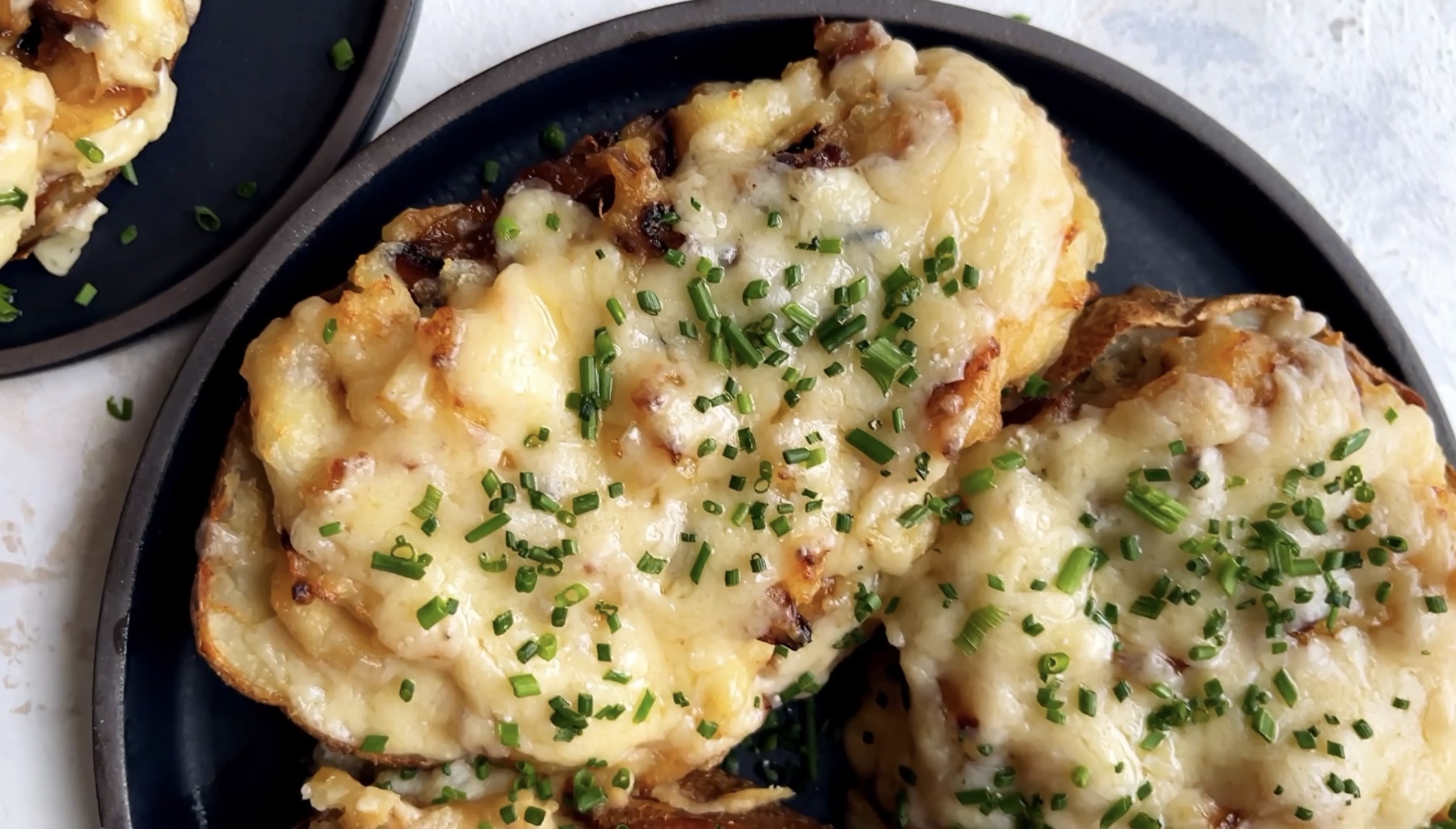 French onion twice baked potatoes with Castello® Aged Havarti Castello®️
