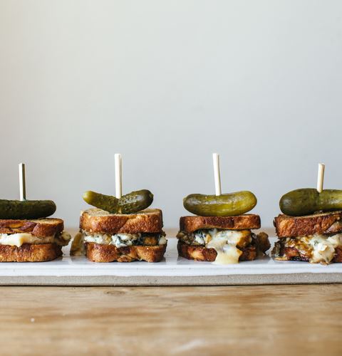 Grilled Blue Cheese with honey and walnut pesto