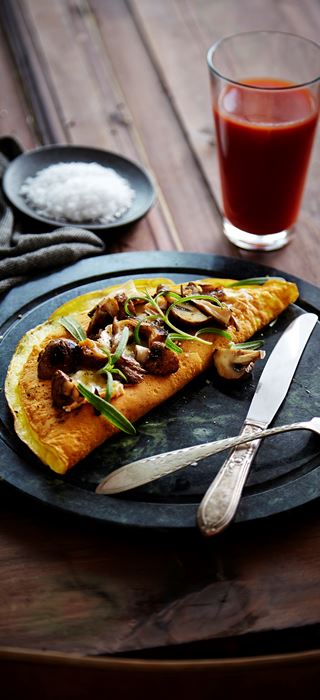Omelet with Double Creme White, mushrooms and fresh thyme Castello Omelet with Double Creme White, mushrooms and fresh thyme Castello