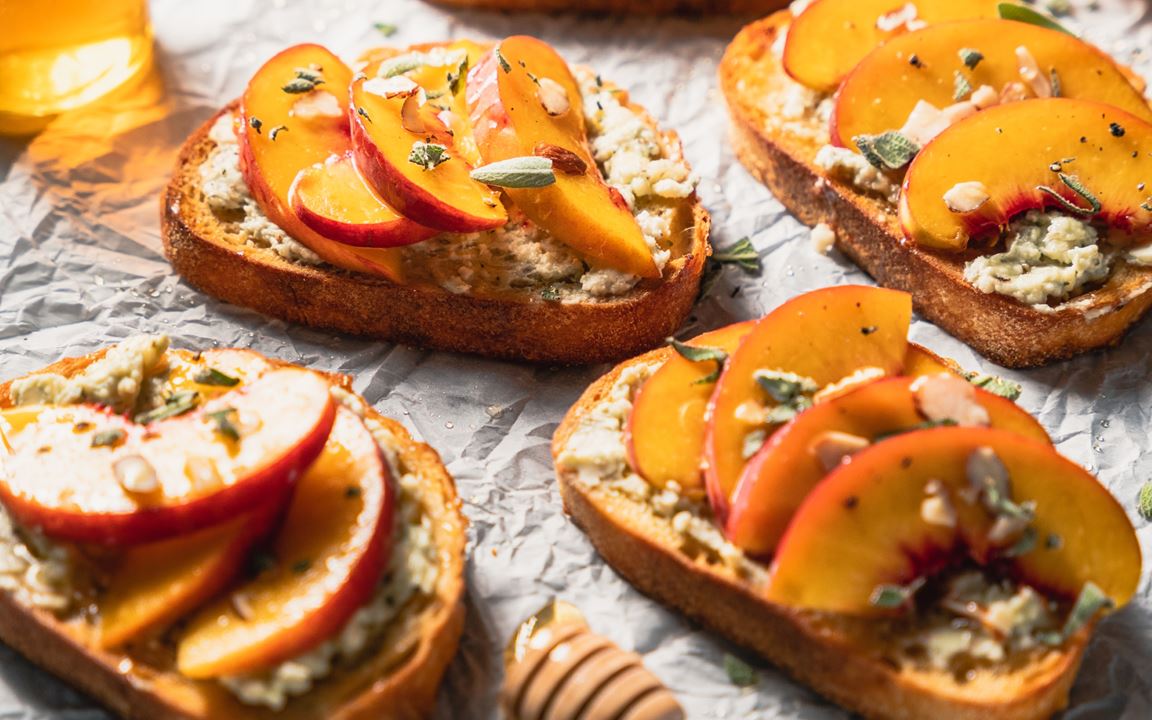 Peach and Blue Cheese Toast