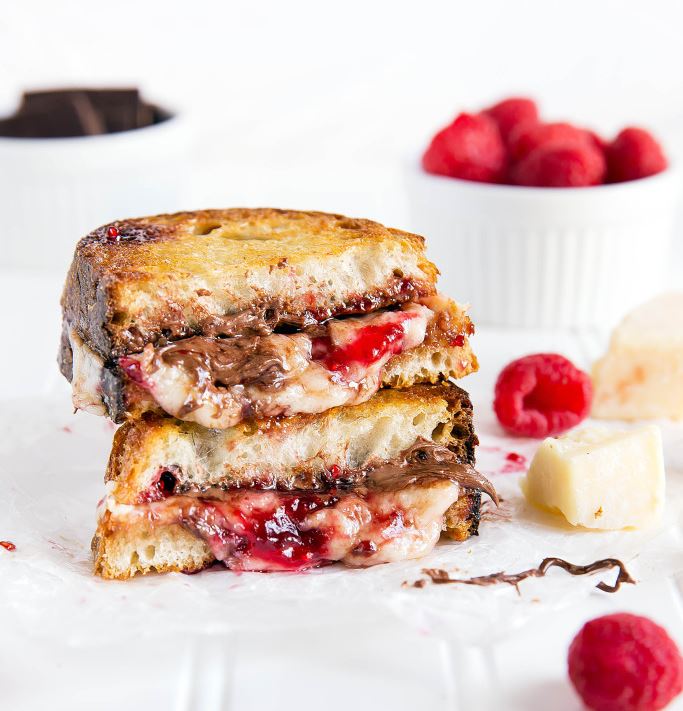 Raspberry and nutella stuffed grilled cheese