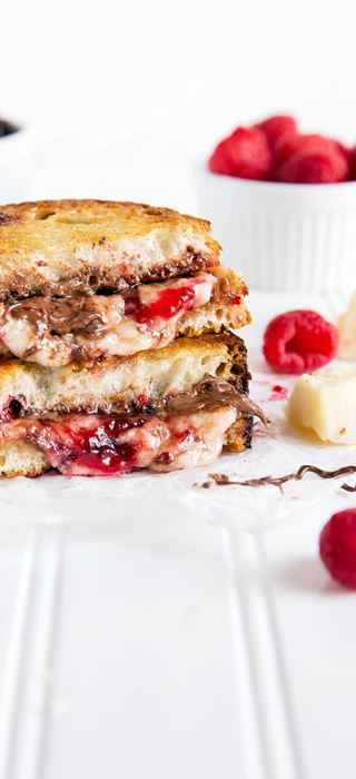 Raspberry and nutella stuffed grilled cheese