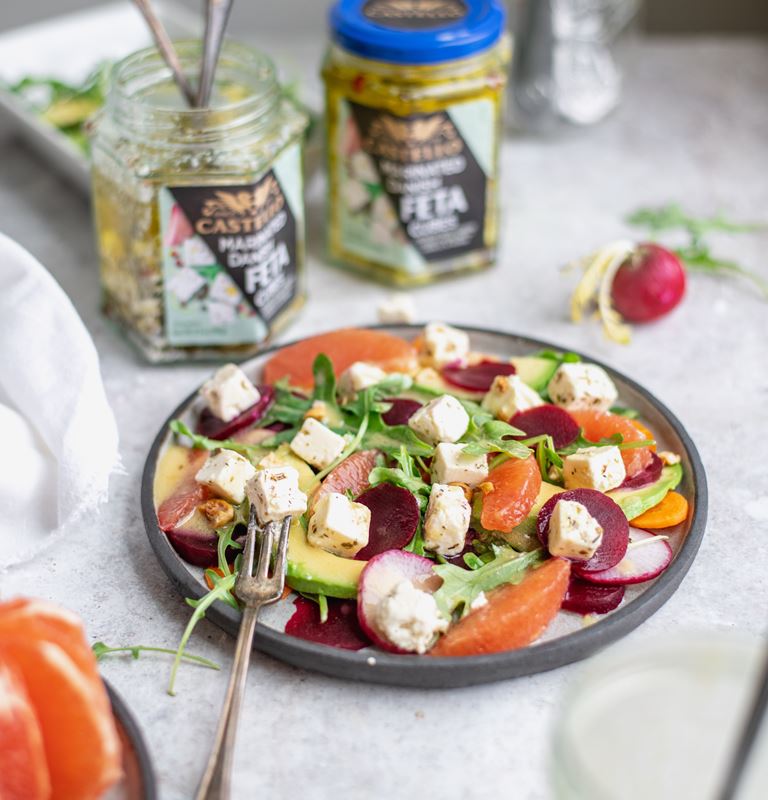 Shaved Root Vegetable and Marinated Feta Salad
