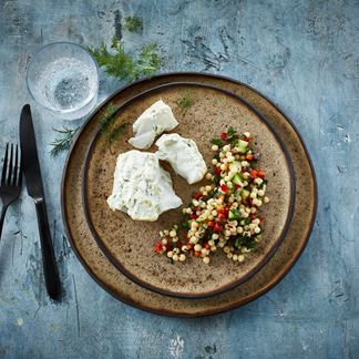 Cod with Persian yoghurt topping
