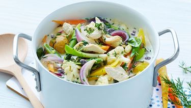 Hähnchenragout gefüllt mit Gemüse