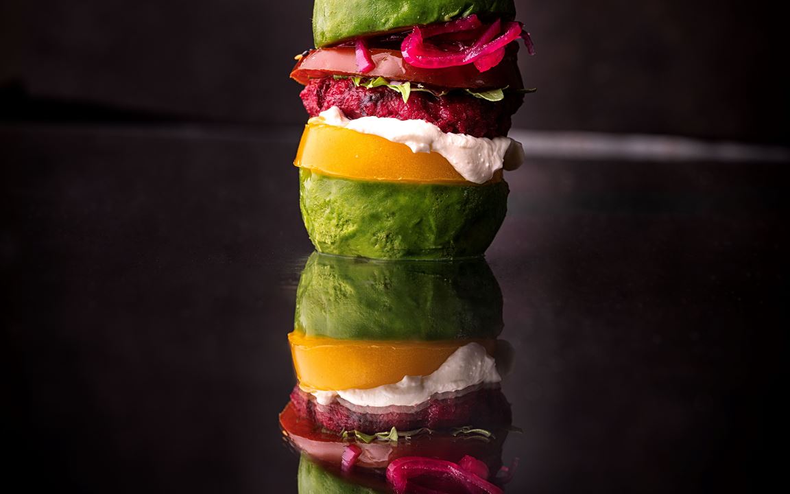 Mini avocadoburger med rødbedebøf 