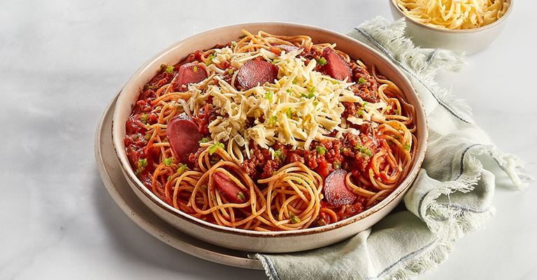 Spaghetti with Cheese and Sausage