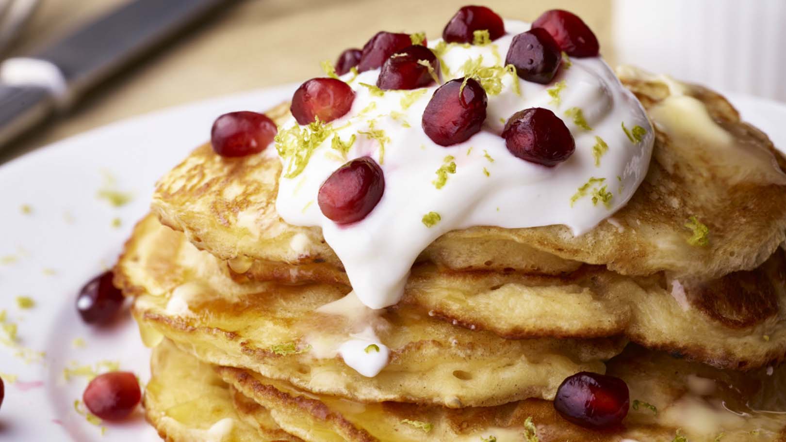 COCONUT PANCAKES WITH POMEGRANATE AND YOGHURT | Lurpak® - Make Pancakes With Coconut Water