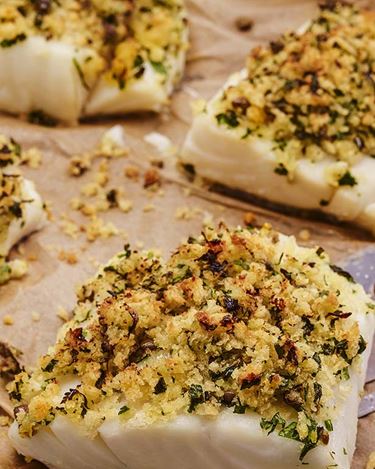 CAPER AND PARSLEY CRUSTED COD