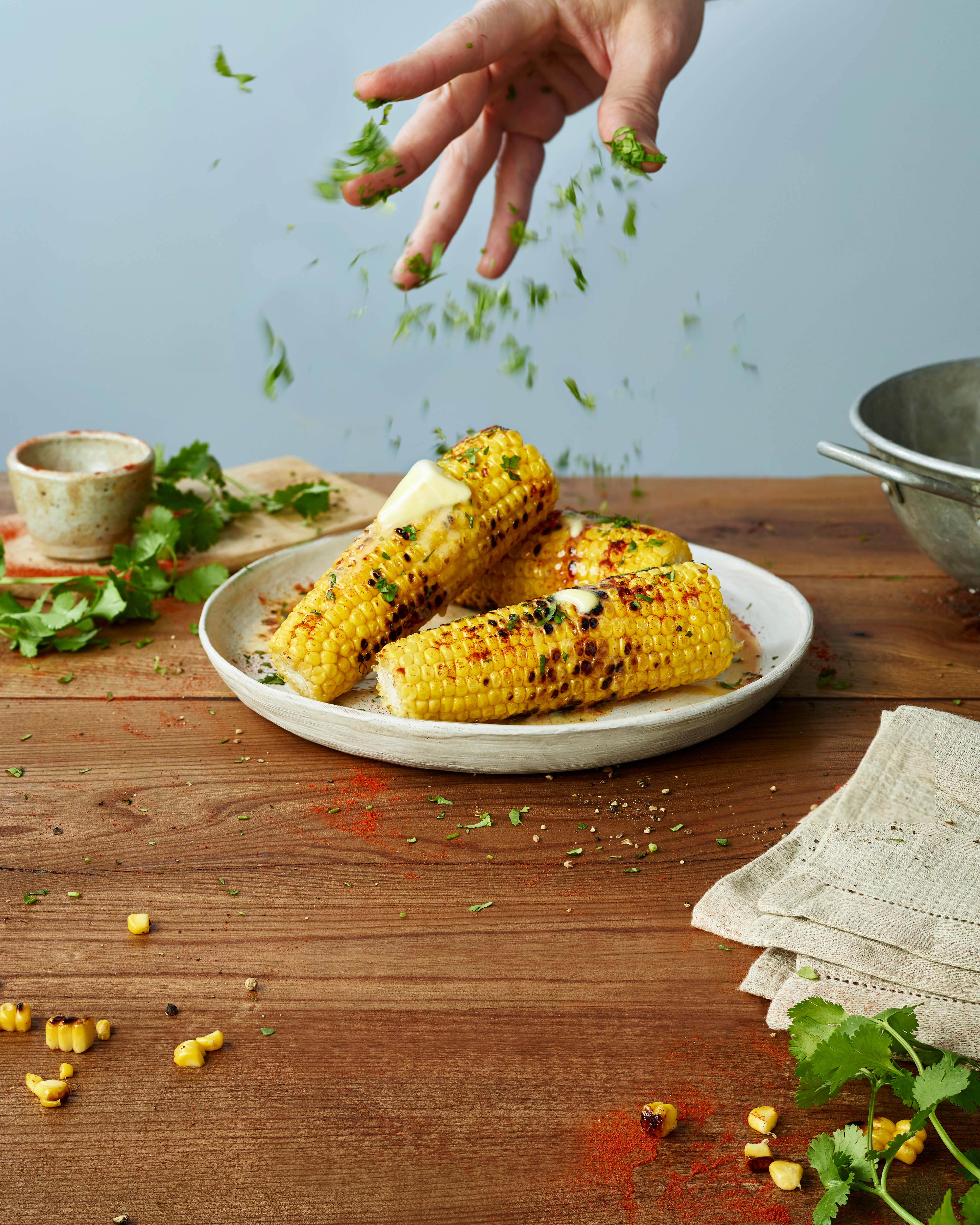Griddled corn on the cob with paprika and coriander butter Lurpak®